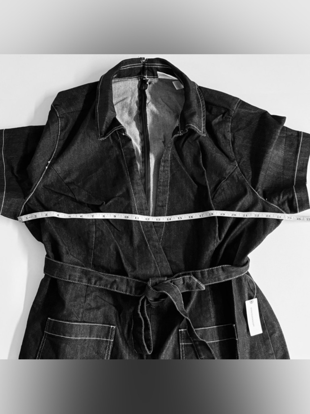 NWT Anthropologie x Maeve-Colette Black Denim Wrap Jumpsuit.Size 24W - Picture 11 of 13